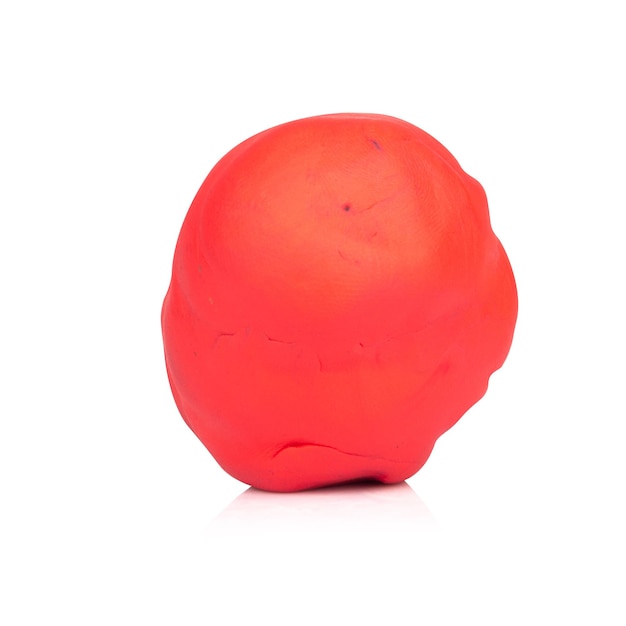 Plasticine red sphere isolated on white background single one