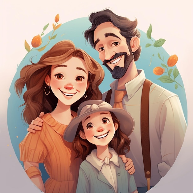 Фото Иллюстрация счастливой семьи