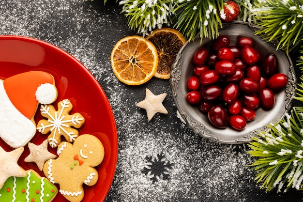 Foto plat lag heerlijk kerstvoedselassortiment