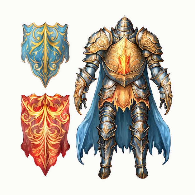 Plate armor knight Medieval watercolor fantasy