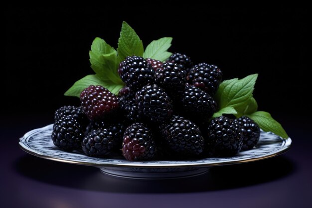 a plate of blackberries