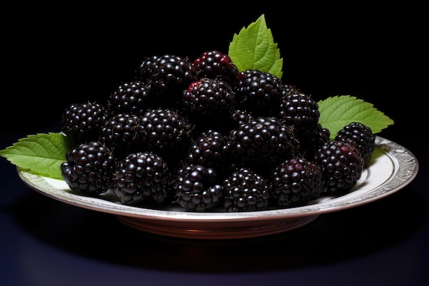 a plate of blackberries