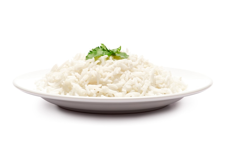 Photo plate of boiled rice isolated