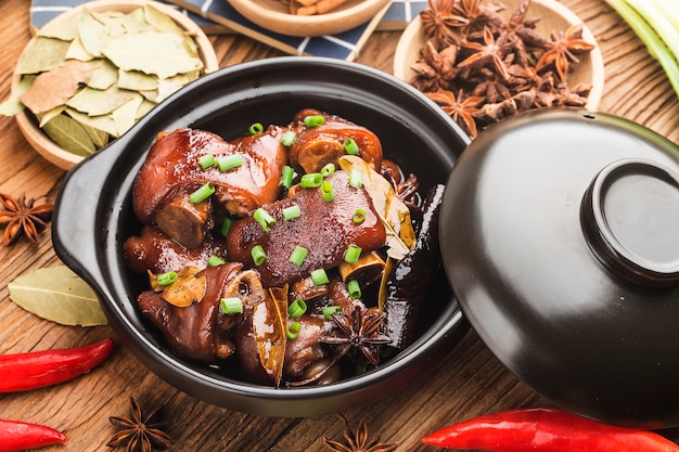 A plate of braised pork feet