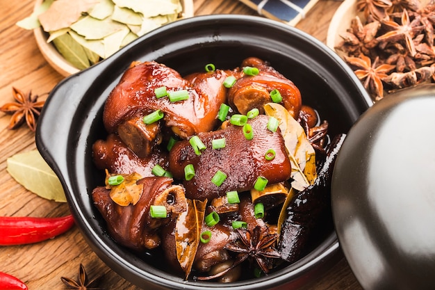 plate of braised pork feet