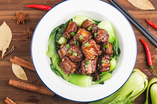 A plate of braised spareribs