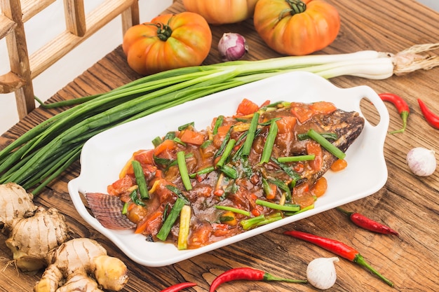 A plate of braised tilapia