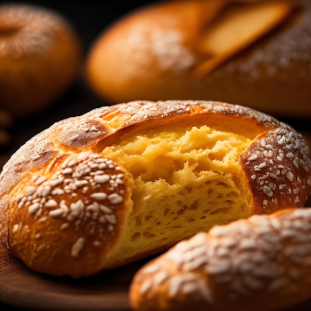 A plate of bread with the word bread on it