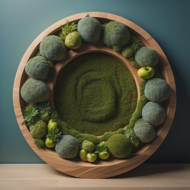 A plate of broccoli and fruits on a table