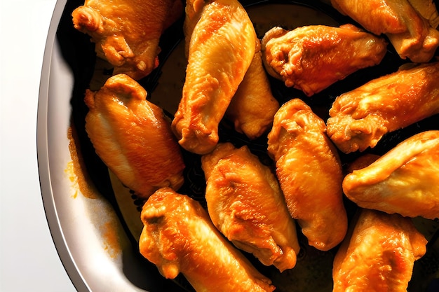 A plate of buffalo wings with sauce