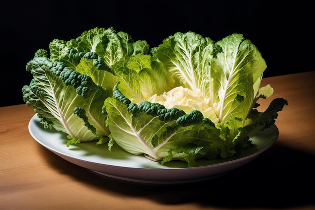 A plate of cabbage with the word lettuce on it