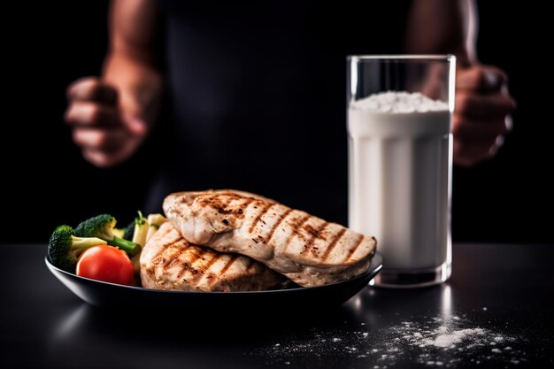 A plate of chicken breast fitness meal