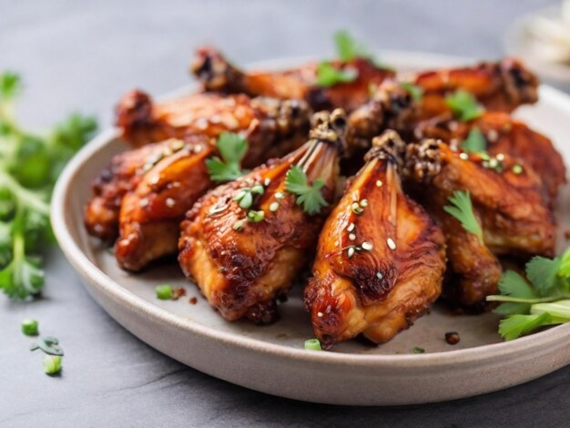 a plate of chicken with spices and herbs on it