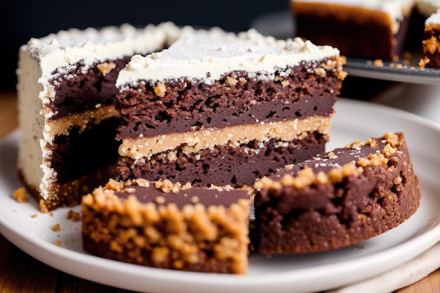 A plate of chocolate peanut butter brownies