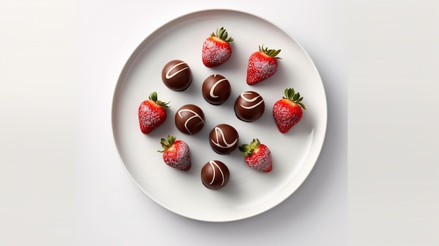 A plate of chocolates with chocolates on it