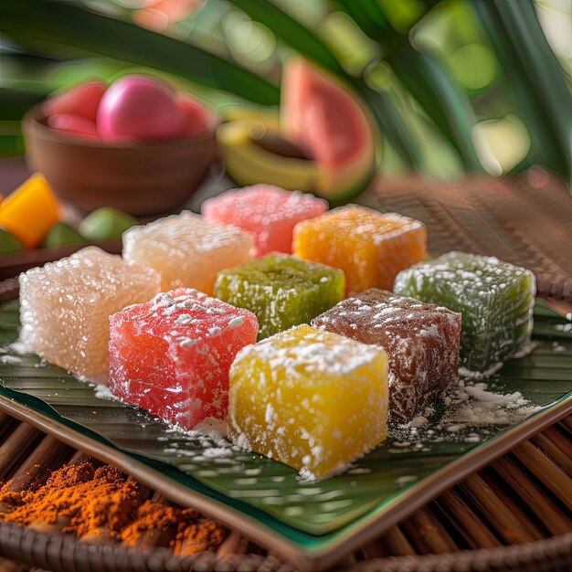 Foto di piastra colorata kuih ai generativo