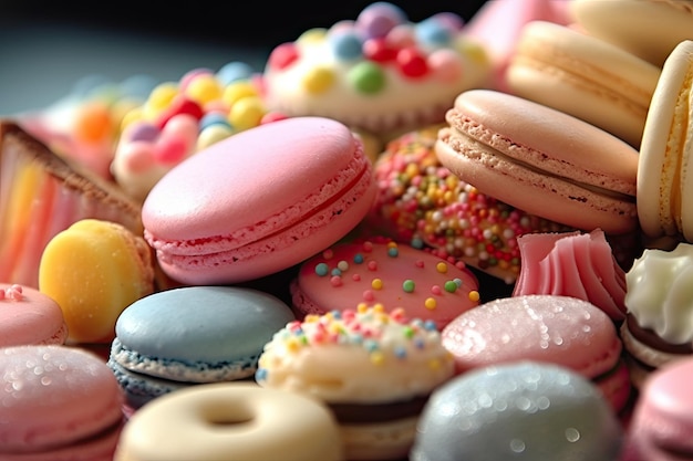 A plate of colorful macaroons is shown.