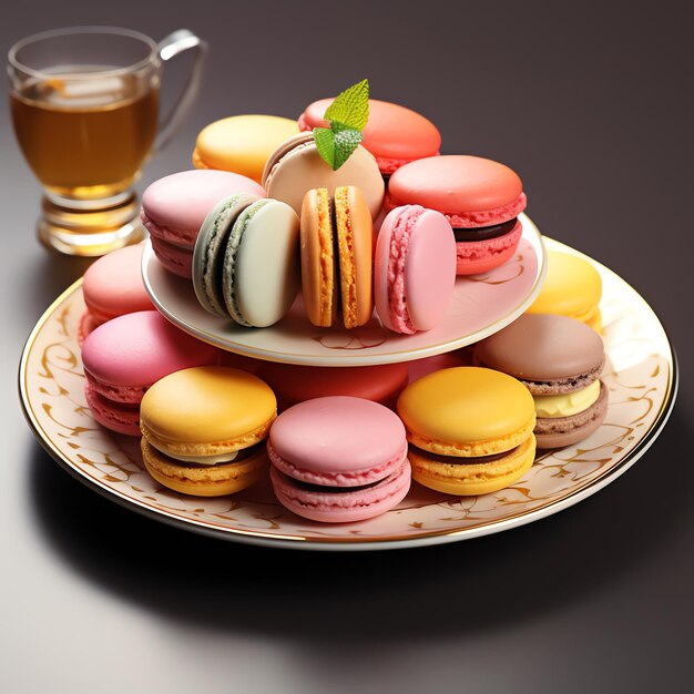 A plate of colorful macaroons