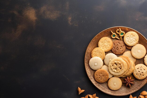 a plate of cookies and nuts on a table