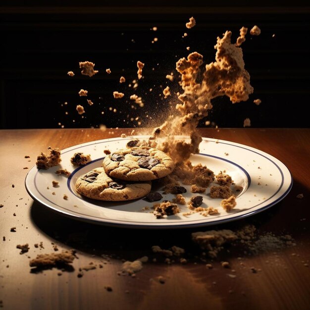 A plate of cookies that has been eaten by someone.