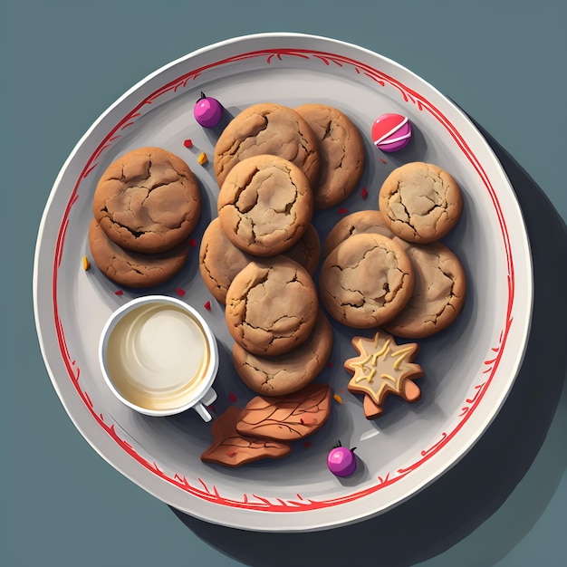 A plate of cookies with a cup of coffee and a plate of cookies.