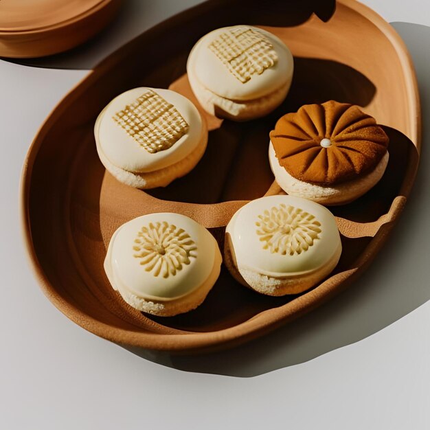 A plate of cookies with a yellow leaf on it