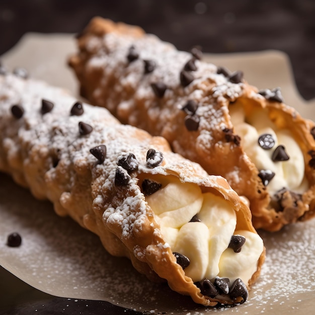 A plate of cream puffs with chocolate chips on top.