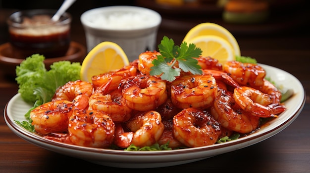 A plate of crispy and flavorful coconut shrimp with a sweet chili dipping sauce