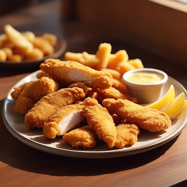 plate of crispy golden chicken strips