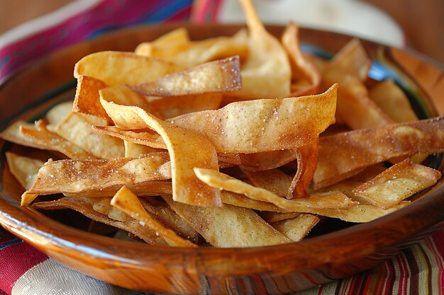 A plate of crispy tortilla strips ready for topping