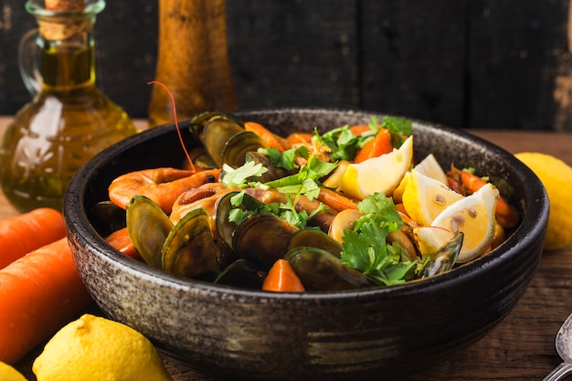 A plate of curry seafood