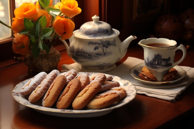 A plate of date and almond biscotti cookies