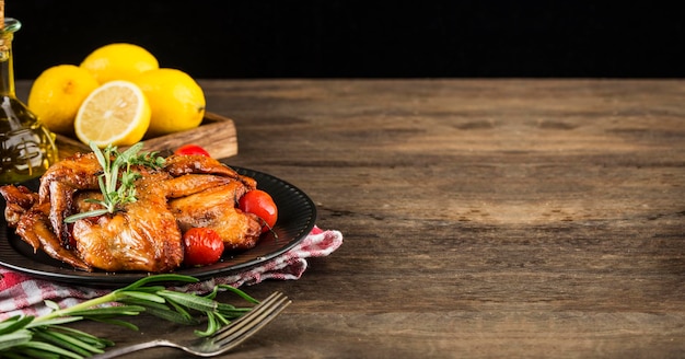 A plate of delicious roasted chicken wings