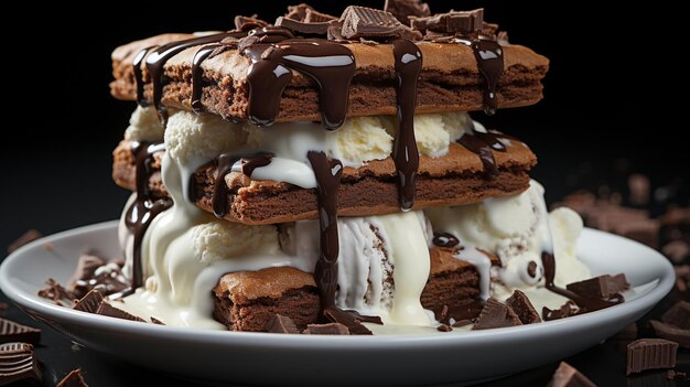 A plate of desserts with a piece of cake on it