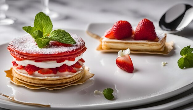 Photo a plate of desserts with strawberries and a glass of wine