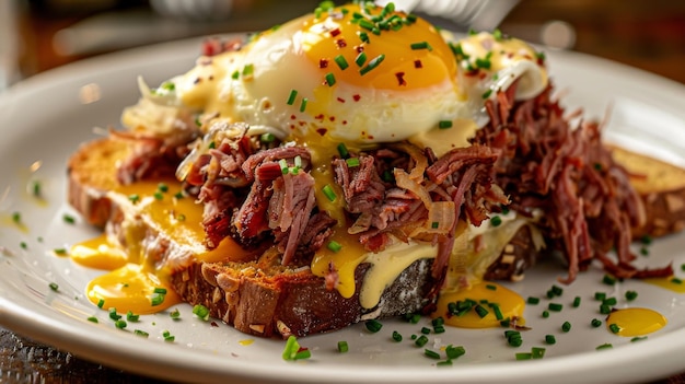 Plate of Eggs Benedict on Thick Toast