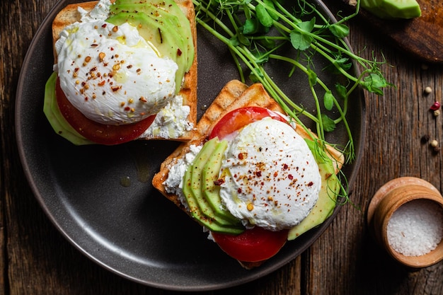 A plate of eggs with avocado on it