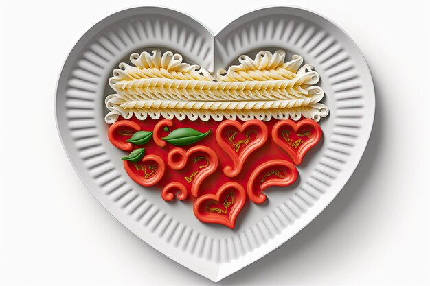 Photo plate featuring a pasta heart