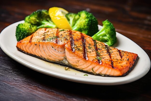 Plate filet diner grill visgerecht maaltijd lunch groene zalm roast gezond voedsel