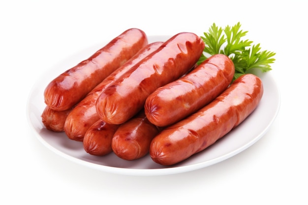 Photo plate filled with numerous hot dogs on a white or clear surface png transparent background