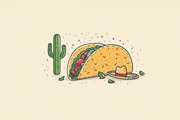 Photo a plate filled with traditional mexican cuisine sits on a table with a vibrant cactus plant in the background