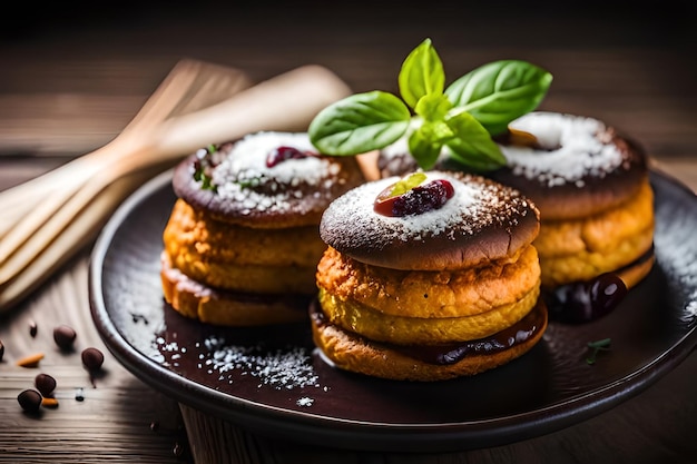 a plate of food that has a cherry on it