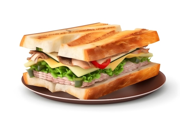 A plate of food that has a sandwich on it