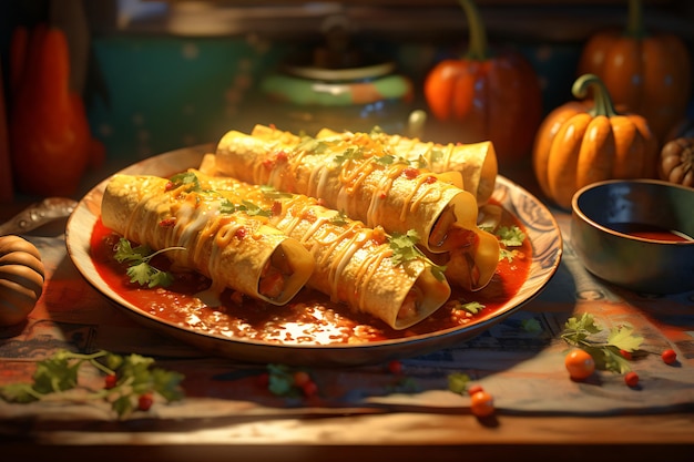 a plate of food that is on a table Hispanic Culture celebration