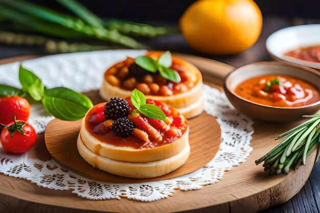 a plate of food with beans and beans on it