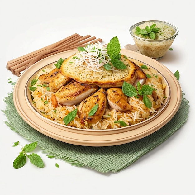 A plate of food with a bowl of food with a bowl of noodles and parsley celebrating healthy food day