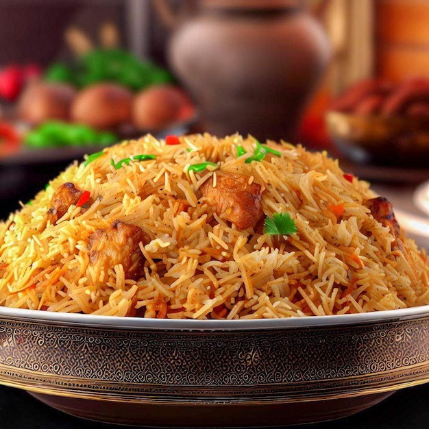 A plate of food with a bowl of rice and vegetables on it.