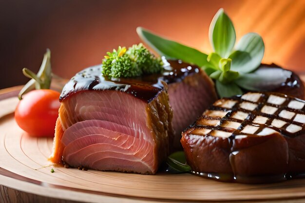 a plate of food with broccoli and meat on it