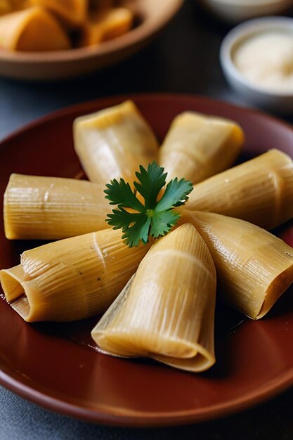 a plate of food with a bunch of parsley on top of it