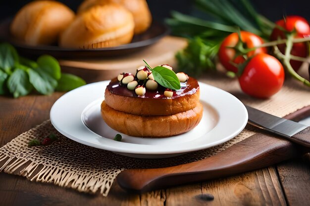 A plate of food with chocolate and nuts on it